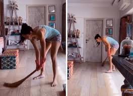katrina kaif picks a broom to clean the