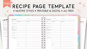 free printable recipe pages pdf world