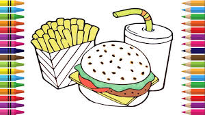 Hamburger cheeseburger whopper buffalo burger slider, layered burger, hamburger, food, cheese png. How To Draw Cheeseburger Coloring Fast Food Burger Coke And French Fries Coloring Book Youtube