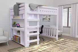 Easy Diy Loft Bed With A Desk Queen