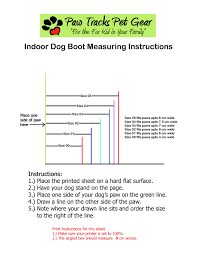 Indoor Dog Boot Sizing Chart Paw Tracks Pet Gear