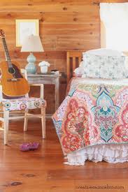 colorful bedroom with jeweled damask