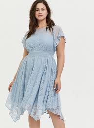 Plus Size Light Blue Lace Handkerchief Dress Torrid
