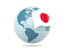 Flag marker over country of japan on globe map 3d rendering. Globe With Flag Illustration Of Flag Of Japan