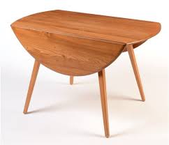 Elm Round Shaped Drop Leaf Dining Table