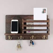 Wall Mounted Mail Holder Wooden Mail