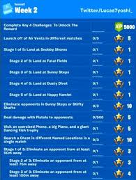 When players complete all of the challenges for the week, they will unlock the. Fortnite Season 9 Week 2 Challenges Leaked Daily Esports