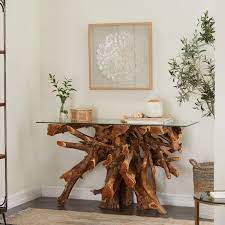 Live Edge Tree Stump Console Table