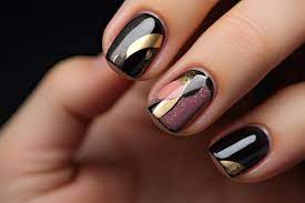nice feminine nail art with pink gold