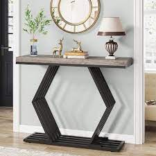 Grey Rectangle Wood Console Table