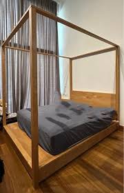 Galen Solid Pine Wood Canopy Bed Frame