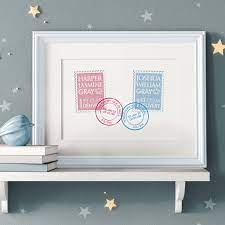 baby twins gift and christening print
