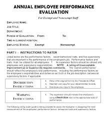 Employee Performance Evaluation Sample Template