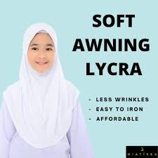 Lycra & chiffon (2 layers) awning: Chomeel Tudung Sekolah Soft Awning Putih Tudung Sarung Lycra Kanak Kanak Soft Awning Tudung Budak Shopee Malaysia