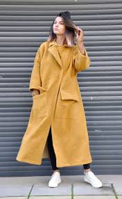 Winter Mustard Coat Maxi Long Coat Long