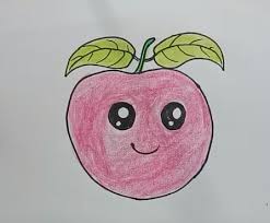 draw a cute apple step by step for kids