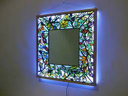 Flowers Stained Glass Panel Mirror