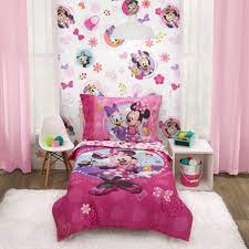 Pink minnie mouse toddler bed bedroom furniture kids girls. Disney Minnie Mouse Happy Helper Toddler Flower Microfiber Reversible Bedding Sets Toddler Bed Pink 4 Pieces Walmart Com Walmart Com