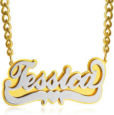 qwzndzgr custom name necklace 18k gold