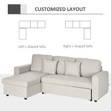 homcom sectional sleeper sofa linen