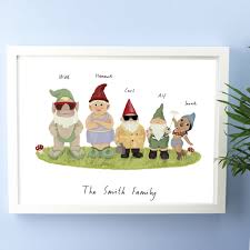 personalised garden gnome print by