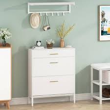 White Shoe Storage Cabinet With Drawer