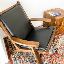 genuine leather lounge chair in tan