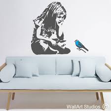 Banksy Blue Bird Little Girl Wall Art
