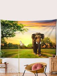 Lcozx Grassland Elephants Tapestry
