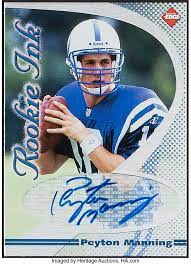 With a flashy photo and wavy design, the 1998 topps chrome peyton manning rookie card shows a lot of energy (but not the chaotic energy shown on his pacific revolution rookie). 1998 Collector S Edge Rookie Ink Peyton Manning Autograph Card Lot 41172 Heritage Auctions