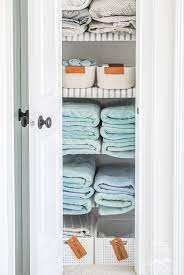 This packed but beautifully organized linen closet via bhg doubles as a cleaning closet. How To Organize Your Linen Closet Beautifully Making Lemonade