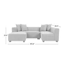 Handy Living Phoenix 3 Piece Light Gray Polyester 4 Seater L Shaped Right Facing Sectional Sofa With Ottoman