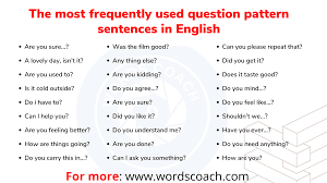 used question pattern sentences