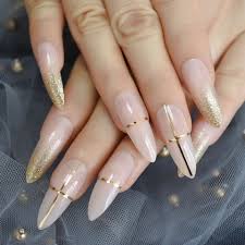 luxury false nails gold glitter