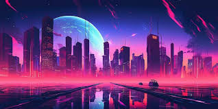 Aesthetic City Synthwave Wallpaper With