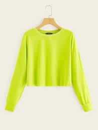 Drop Shoulder Neon Green Crop Sweatshirt