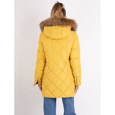 Yellow Hooded Down Winter Coat Long Jacket