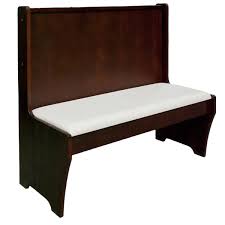 Wood Bench With Padded Seat And Wood Back