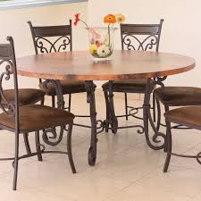 Lowest priced acme 72845 white marble salvaged dark oak table with four chairs. Valencia Round Copper Top Dining Table Dark Brown Walmart Com Walmart Com