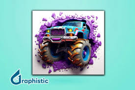 Monster Truck 3d Smashed Wall Art 24