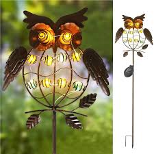 Take Me Garden Solar Lights Outdoor Solar Powered Stake Lights Metal Owl Led 688209156379 Ebay