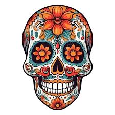 mexican day of the dead skull orange