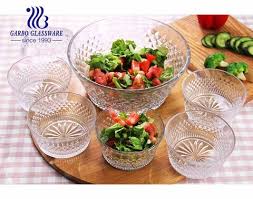 Design 7 Pcs Glass Salad Fruit Bowl Set