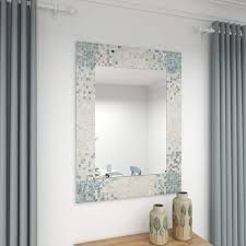 Cream Wall Mirror With Blue Corners
