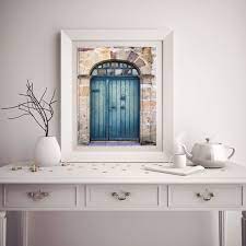 Teal Wall Art Decor French Blue Door
