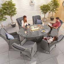 6 Seat Dining Set With Fire Pit