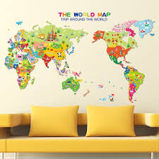 Colorful Animal World Map For Kids