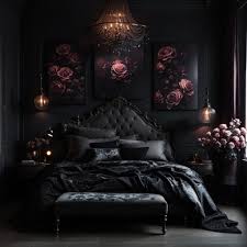 dark moody romantic bedroom decorating