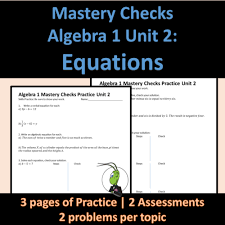 Algebra 1 Mastery Checks Summer