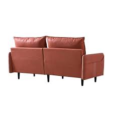 Square Arm Leather Straight 3 Seat Sofa